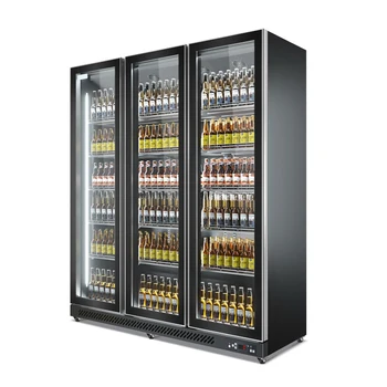 Высококачественный охладитель для напитков, трехдверный холодильник для супермаркетов, коммерческая морозильная камера для пива
