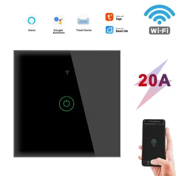 Умный Настенный выключатель Tuya WiFi 20A ЕС, Сенсорный выключатель Водонагревателя для Умного дома, работает с голосовым управлением Alexa Google Home