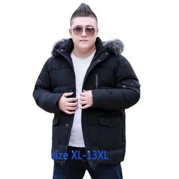 Новая Зимняя Мужская супер Большая Куртка с капюшоном и Меховым Воротником на Белом Утином Пуху, Модное Трендовое Пальто, Свободное Повседневное, большие размеры XL-10XL