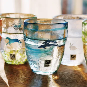 Япония Tsukiyeye Kobo Animal Series Стеклянная чашка для воды Ручной работы, чашка для Чая, Чашка для вина