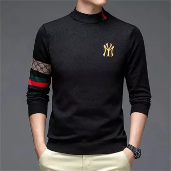 Высококлассный дизайнерский бренд 2022, Новый Мужской вязаный пуловер, Осенне-зимний роскошный шерстяной свитер с вышивкой, теплая повседневная мужская одежда