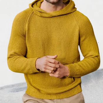 2023 Новый осенне-зимний свитер с капюшоном, мужской однотонный свитер с капюшоном и длинными рукавами, повседневный свитер с капюшоном