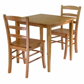 Обеденный набор Groveland из 3 предметов, стол и 2 стула со спинкой-лесенкой, светлый дуб