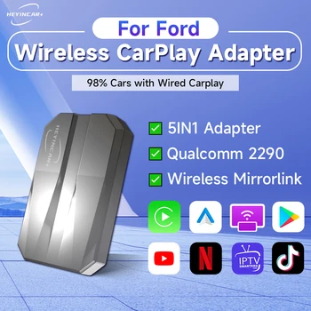 2023 HEYINCAR 5В1 Проводной и беспроводной Автомобильный адаптер CarPlay Android Для Ford F150 Explorer BRONCO Maverick Mustang Netflix YouTube