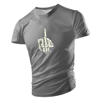 Повседневная мужская футболка с принтом черепа, Летняя уличная Свободная Дышащая спортивная футболка для бега трусцой, фитнеса, короткий рукав, уличная одежда