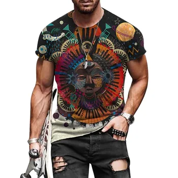 Мужская футболка с 3D буквенным принтом, ретро-футболка, Повседневная футболка с короткими рукавами и круглым вырезом, индивидуальность, Повседневная уличная одежда Оверсайз