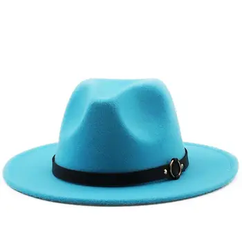 Простая женская фетровая шляпа с широкими полями, Однотонная Шерстяная Фетровая шляпа для мужчин, Осенне-зимняя Панама, Желтая Джазовая кепка Gamble