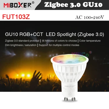 MiBoxer FUT103Z 4 Вт GU10 RGB + CCT светодиодный Прожектор Zigbee 3,0 контроллер шлюза/Голосовое/Приложение Управление Умная Лампа Переменного тока 110 В 220 В