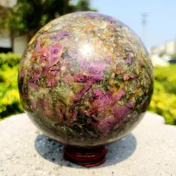 Натуральный красный и зеленый рубиновый шар и шар для полировки кристаллов кварца исцеляют