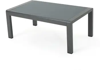 Алюминиевый журнальный столик Coral Outdoor со столешницей из закаленного стекла, серый