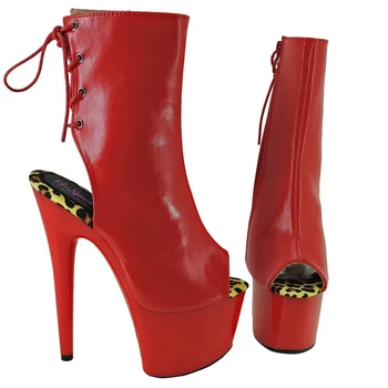 Leecabe/ красные туфли для танцев на шесте высотой 17 см/7 дюймов, сапоги на платформе и высоком каблуке, ботинки для танцев на шесте