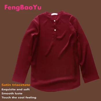 FengBaoyu Атласная Триацетатная Весенне-летняя Мужская футболка с длинными рукавами и круглым воротом, Легкая Роскошная Шелковистая Бесплатная Доставка