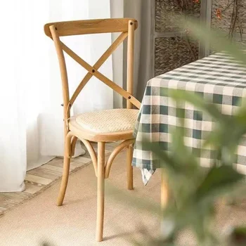 Деревянный стул со спинкой Стул из массива дерева Французский ретро Стул Бытовой Экономичный Дубовый Стул Американский Обеденный стул с вилочной спинкой Стул