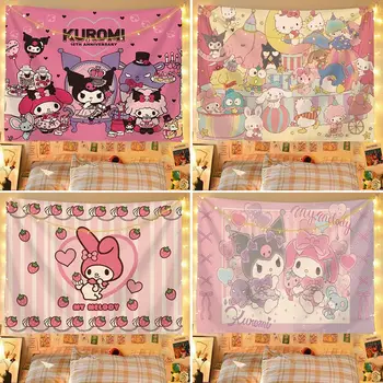 2X1,5 М Sanrio Hello Kitty Kawaii мебельный Фон Ткань Мелодия Подвесная Ткань Kuromi Cinnamoroll Настенное Покрытие Гобелен