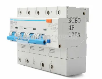 автоматический выключатель остаточного тока CHINT 4P 100A высокой мощности 50 Гц/60 Гц с защитой от перегрузки по току RCBO