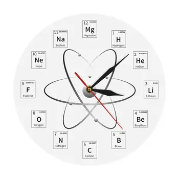 Настенные часы с периодическим циклом химических элементов, Настенное искусство в классе химии, Химические символы, Современный минимализм, Настенные часы, Подарок для учителя