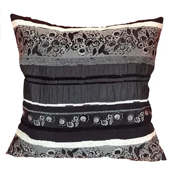 Декоративный черный чехол для подушки, квадратные чехлы для подушек, чехол для подушки из синельного жаккарда 45x45 см