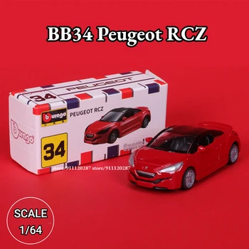 Мини-модель автомобиля Bburago 1/64, миниатюрная художественная копия коллекционной игрушки в масштабе BB34 Peugeot RCZ, отлитая под давлением