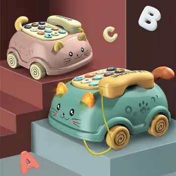 Интерактивная игрушка для мобильного телефона в форме мультяшного кота с кнопками и подсветкой, обучающая музыка для дошкольного образования, Световая игрушка для домашних школьных принадлежностей