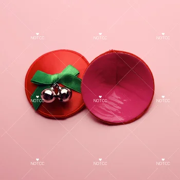 NOTCC, 5 пар красных круглых чебуреков с бантиком-колокольчиком для женщин, милый подарок, Многоразовые клейкие чехлы для сосков оптом