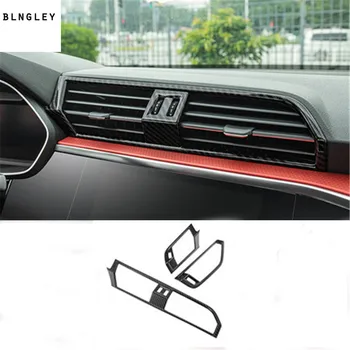 3 шт./лот, покрытие из углеродного волокна ABS, декоративная крышка переднего выхода кондиционера для 2019 2020 AUDI Q3, автомобильные аксессуары