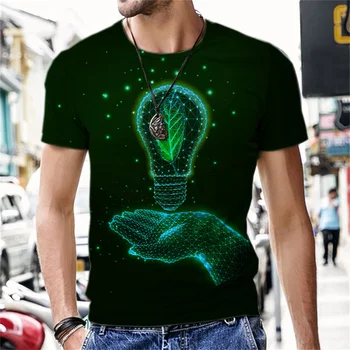 Летняя Мужская футболка с коротким рукавом и 3D принтом, Мужская футболка с круглым вырезом и коротким рукавом, 3D Трехмерная Забавная графическая уличная футболка
