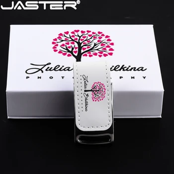 Флэш-накопители JASTER USB 2,0 128 ГБ с цветной печатью, Модный флеш-накопитель 64 ГБ, Белая Кожа, с коробкой, Memory Stick, бизнес-подарок, U-диск