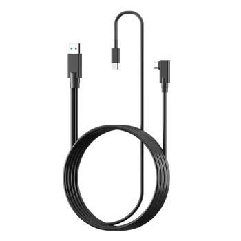 Соединительный кабель DXAB USB3.2-Type-c 16 футов (5 м) для виртуальной гарнитуры Quest 2/Pico 4, шнур с двумя портами, Высокоскоростной кабель для передачи данных 5 Гбит/с