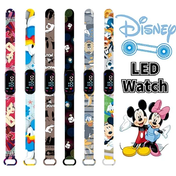 Детские часы Disney с Микки Маусом Персонаж мультфильма Микки Минни Дональд Дак светодиодный водонепроницаемый спортивный браслет детские часы подарки