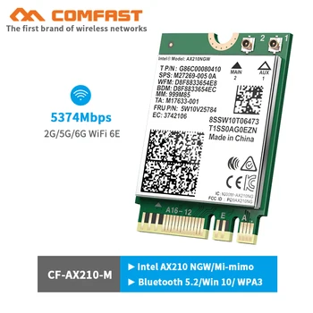 WiFi6E Трехдиапазонная сетевая карта 5374 Мбит/с AX210NGW 2,4G/5,8G/6 ГГц Двухдиапазонная карта 802.11AX Wlan WiFi с поддержкой OFDMA MU-MIMO Intel 210