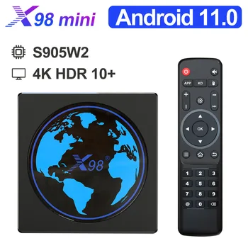 Новый x98mini 5g двухдиапазонный Android 11,0 TV box сетевой плеер s905w2 4K HD Smart TV box ресиверы iptv