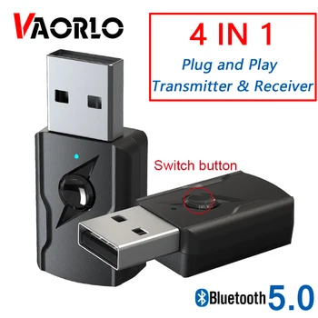 VAORLO USB Bluetooth Адаптер 3,5 мм AUX Разъем Аудио 4 В 1, беспроводной Bluetooth Приемник Передатчик Для телевизора, Carkit, ПК, стерео Ключ