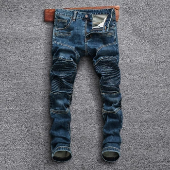 Уличный Стиль, Модные Мужские джинсы, ретро-Синие Дизайнерские Рваные джинсы с эластичными вставками, Облегающие Мужские джинсовые байкерские брюки в стиле хип-хоп, Hombre
