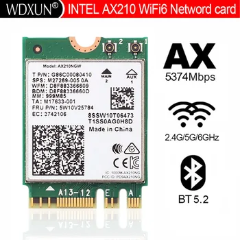 Двухдиапазонная Беспроводная карта WI-FI 6E AX210 M.2 NGFF 3000 Мбит/с Intel AX210NGW 2,4 ГГц/5G 802.11ax Для сетевой карты Bluetooth 5,2 Wifi