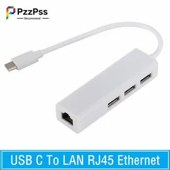 USB 3.1 КОНЦЕНТРАТОР TYPE C к сетевому адаптеру Ethernet LAN 100 Мбит/с RJ45 USB-C с 3 портами USB-концентратор-разветвитель для ноутбука MacBook Pro