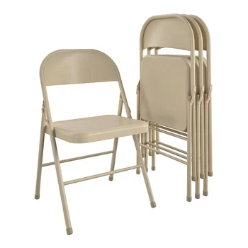 Стальной складной стул (4 комплекта), Бежевая мебель