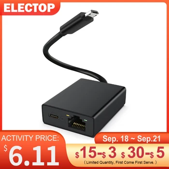 Сетевая карта ELECTOP USB, адаптер Ethernet, сетевая карта Micro-100M Для 4K Fire TV Stick, Ethernet-коммутатор, маршрутизатор