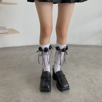 Модные женские дышащие носки для телят с цветочным принтом - стильные эластичные аксессуары для ходьбы
