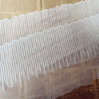 5 ярдов хлопчатобумажной сетки белого/бежевого цвета с вышитой кружевной отделкой шириной 17 см -QX