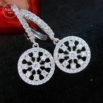 Aazuo Настоящее белое золото 18 Карат, настоящие бриллианты 0,50 карата, Идеальные круглые серьги-кольца, подарок для женщин, свадебная вечеринка, Au750