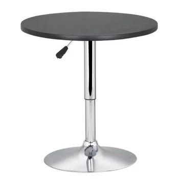 Круглый поворотный барный столик Alden Design с регулируемым хромированным основанием для кафе-бистро, черный