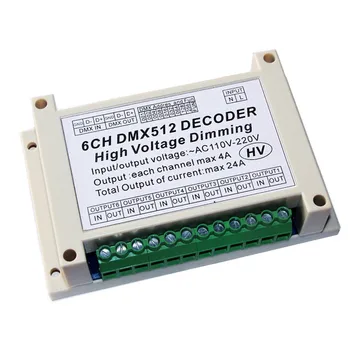 AC110V-220V Высоковольтный Затемняющий 6-канальный DMX512 Декодер 6 Каналов DMX 4A/CH HV Плата Для светодиодной сценической лампы