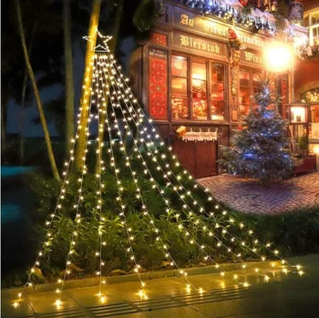 Рождественское украшение, уличные звездные гирлянды, 8 режимов, водопад, звездные огни, водонепроницаемые для декора рождественской елки, сада, двора