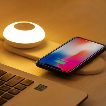 Сенсорная Светодиодная Настольная Лампа С Затемнением, USB Перезаряжаемый Ночник, Прикроватная Лампа Для внутреннего Освещения, Беспроводная Быстрая Зарядка Для iPhone Galaxy