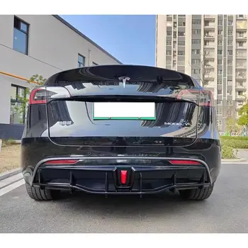 Для Tesla Model Y 2018-2022 4-дверный Диффузор заднего Бампера Для Губ Abs Из Углеродного Волокна, Разделитель Багажника Автомобиля, Защитная Накладка На Спойлер