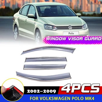 Козырек для окон Volkswagen VW Polo Mk4 Vivo Седан 9N 2002 ~ 2009 Дефлектор Вентиляционного отверстия Двери Дымозащитные Тенты Аксессуары для Бровей От Дождя