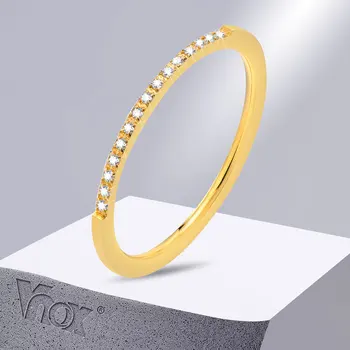 Vnox Изысканные Обручальные кольца с фианитами, кольца для женщин, ювелирные изделия, кольцо на палец из нержавеющей стали толщиной 1 мм золотого цвета, подарок для нее