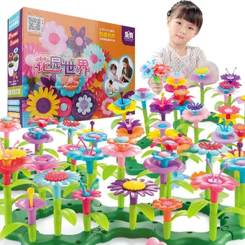 Сделай сам, Креативная серия Dream Garden, Цветы для девочек, Соединительные блоки, игрушки ручной работы, Обучающие сборные игрушки для детей, подарки