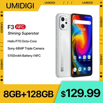UMIDIGI F3 Phone, Смартфон на Android 11, Helio P70, 8 ГБ 128 ГБ, NFC 6,7 