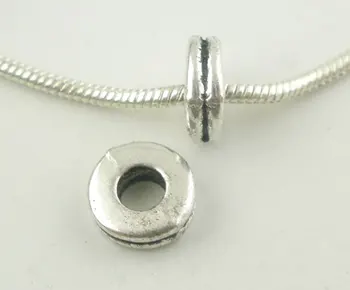 200 шт. серебряного цвета Крошечные кольцевые прокладки Бусины 6x2 мм (B03779)